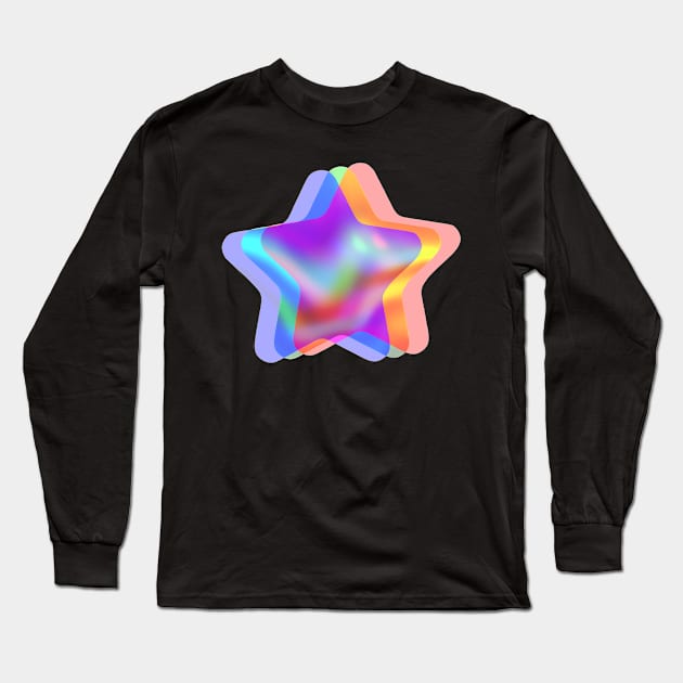 Holographic Stars Long Sleeve T-Shirt by Doggomuffin 